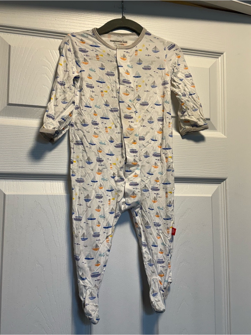 Magnetic Me Modal Footed Sleeper Sailboat Print 3–6M Magnetic Closure